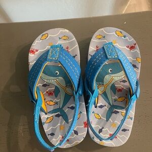 Blue Kids Sandals with Whale Design